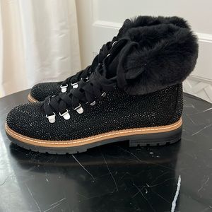 NEW INC Collection Size 7 Black Sparkle Combat Boots